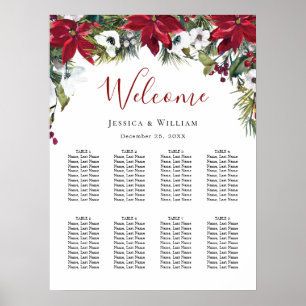 Poster Rouge Poinsettia 8 Tables Mariage GRAPHIQUE DE SIÈ