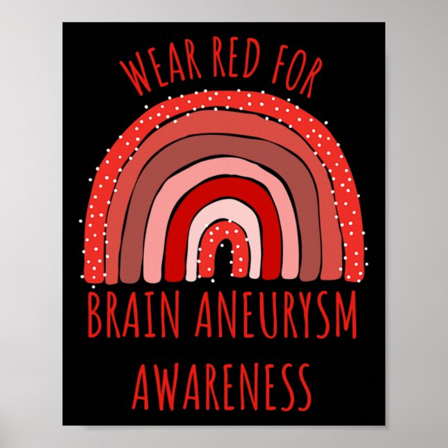 Poster Rouge pour le cerveau Aneurysme sensibilisation An (Devant)