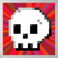 Poster rouge psychédélique 8 bits