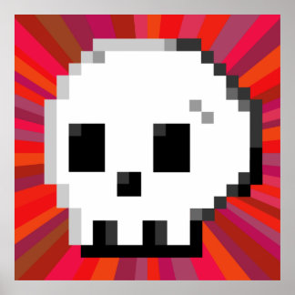Poster rouge psychédélique 8 bits
