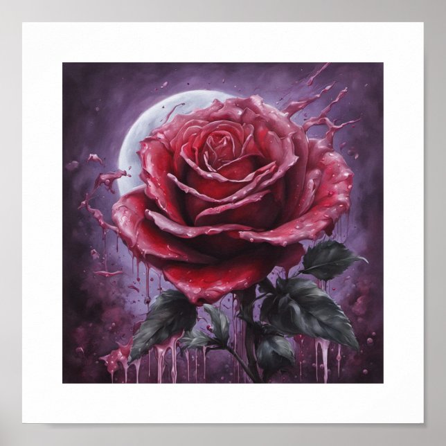 Poster rouge Rose de sang-lune (Devant)