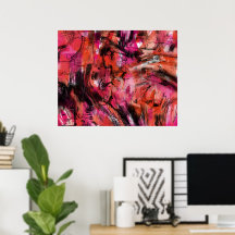 Rouge rose noir Abstrait expressionniste Mur Art