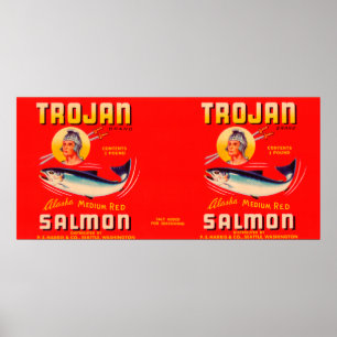 Poster Rouge saumoné de label de marque Trojan