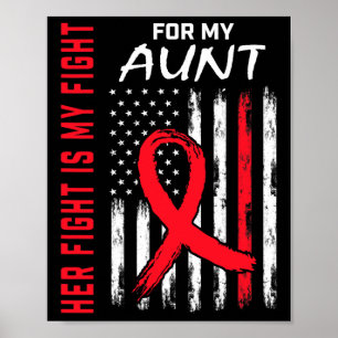 Poster Rouge Son combat Tante Maladie cardiaque Sensibili