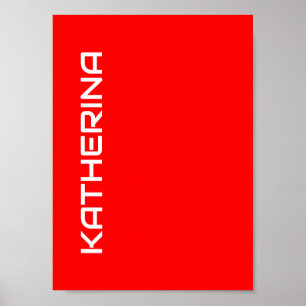 Poster Rouge Uni   Nom Classique Blanc