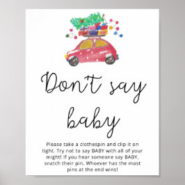 Poster Rouge voiture de Noël hiver ne dit pas bébé