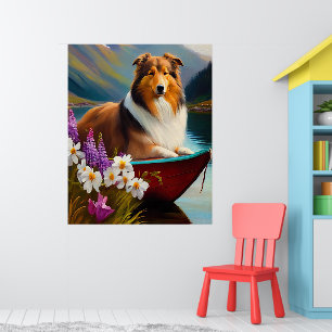 Poster Rough Collie sur une pagaie : une aventure Pittore
