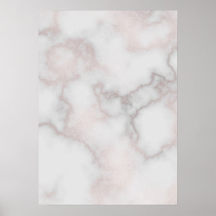 Poster Rougissent le motif de marbre blanc d'or de rose