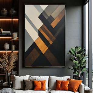 Poster Rouille Texturée Géométrique Abstraite Moderne