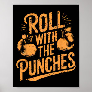 Poster Rouler Avec Des Punches Boxer Inspirationnel Femme