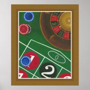 Poster Roulette Table avec puces et roue