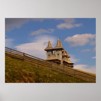 Poster Roumanie, Moldavie, église orthodoxe en bois