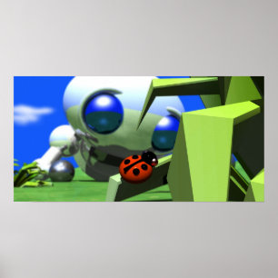 POSTER ROUNDER LOOKING AT LADYBUG