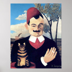 Poster Rousseau - Portrait de Pierre Loti Homme au Chat