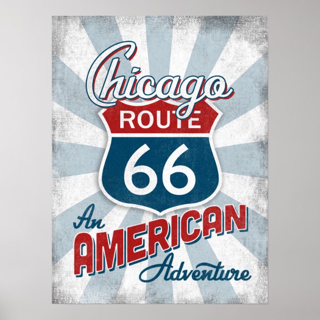 Poster Route 66 Amérique Vintage Illinois (Devant)