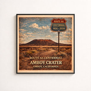 Poster Route 66 Cratère Amboy Californie