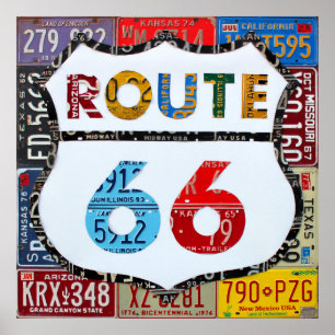 Poster Route 66 Plaque de licence Art par design Turnpike