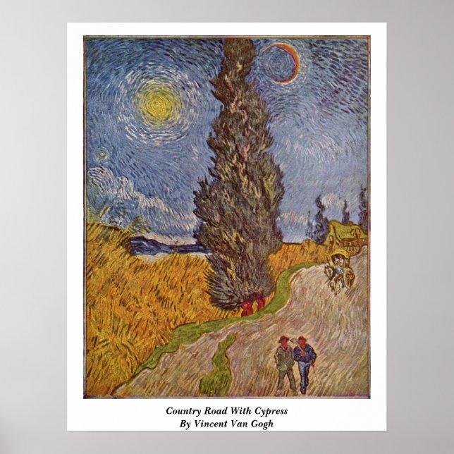 Poster Route Avec Cypress Par Vincent Van Gogh (Devant)