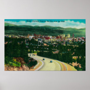 Poster Route de coucher du soleil entrant dans Spokane de