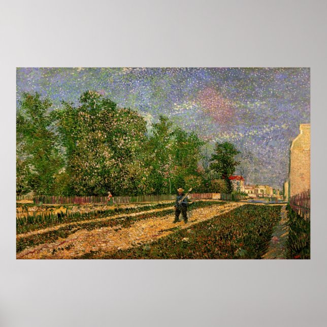 Poster Route de Paris avec un paysan par Vincent van Gogh (Devant)