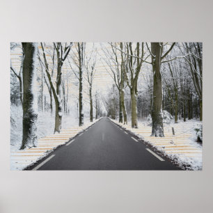 Poster Route d'hiver en bois