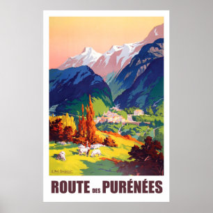 Poster Route en Pyrénées, France