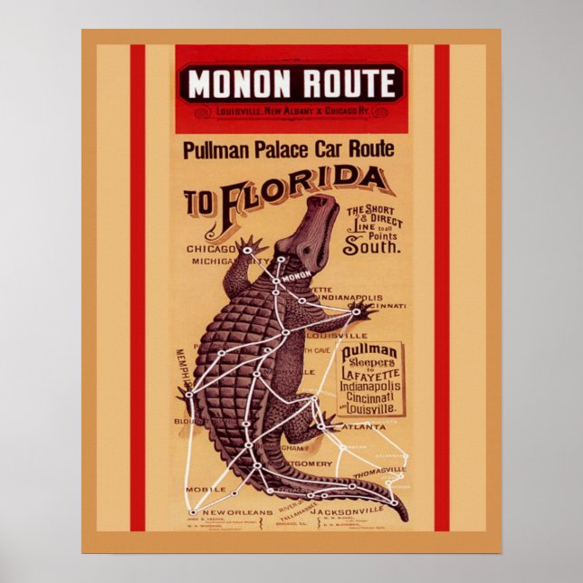 Poster Route ferroviaire vintage Alligator (Devant)