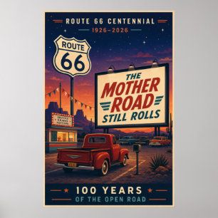 Poster Route Rétro 66 Centennial Drive In