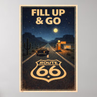 Route Rétro Autoroutière 66 Art Vintage