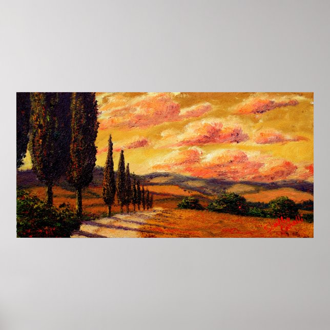 Poster Route Toscane Cypress (Devant)