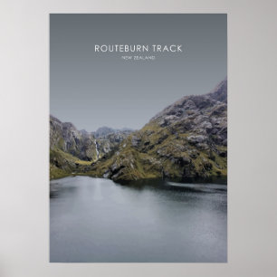 Poster Routeburn Track, Nouvelle-Zélande Illustration de
