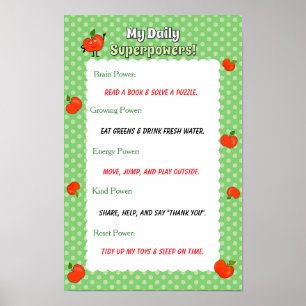 Poster Routine quotidienne personnalisée pour enfants ave