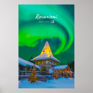 Poster Rovaniemi, Finlande - Aurore magique