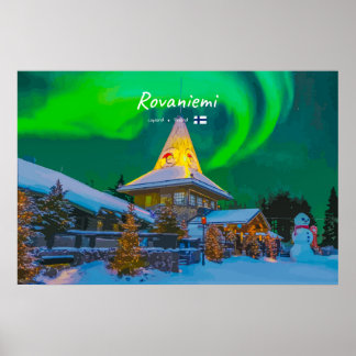 Poster Rovaniemi, Finlande - Aurore magique