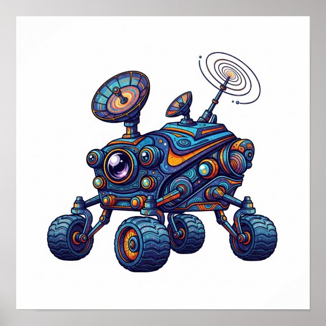 Poster Rover spatial imaginatif (Devant)