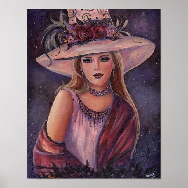 Poster Rowena Halloween sorcière art par Renee Lavoie (Devant)