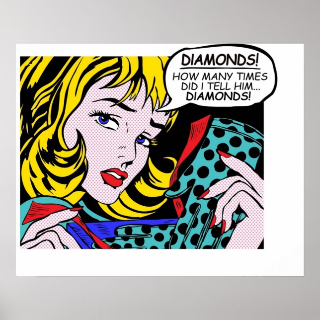 Poster Roy Lichtenstein Comic Art - Fille avec gants (Devant)