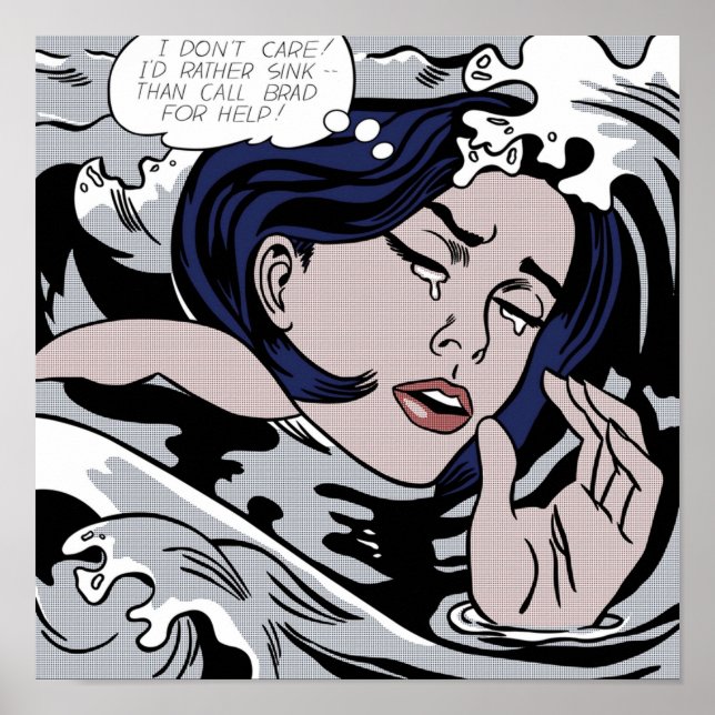 Poster Roy Lichtenstein Drowning Girl (Devant)