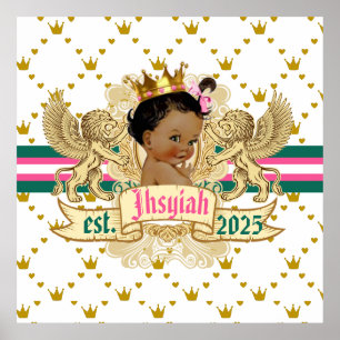 Poster Royal African Princess Pink and Green Elegant
