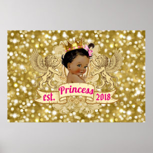 Poster Royal African Princess Pink Gold Parties scintilla