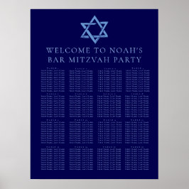 Poster Royal Blue Bar Mitzvah Star of David Seating Chart