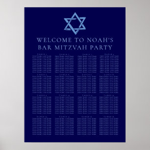 Poster Royal Blue Bar Mitzvah Star of David Seating Chart