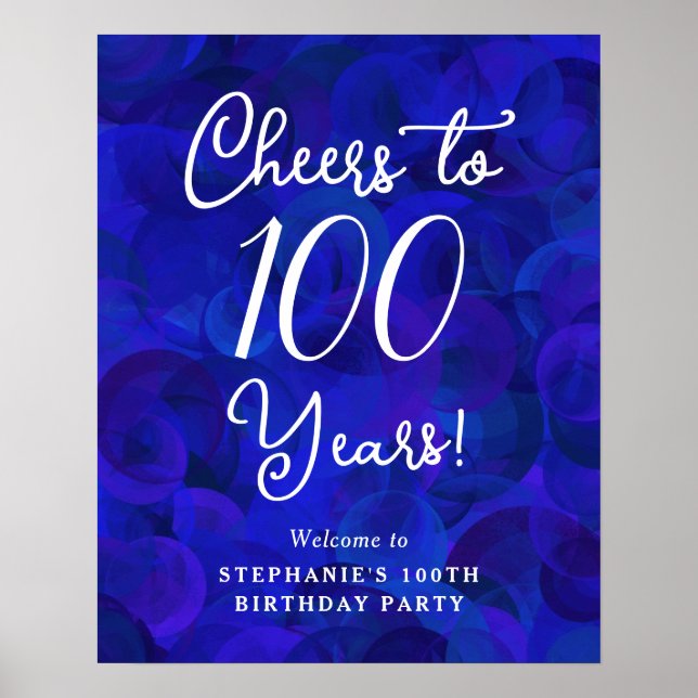 Poster Royal Blue Cheers à 100 ans 100e anniversaire (Devant)