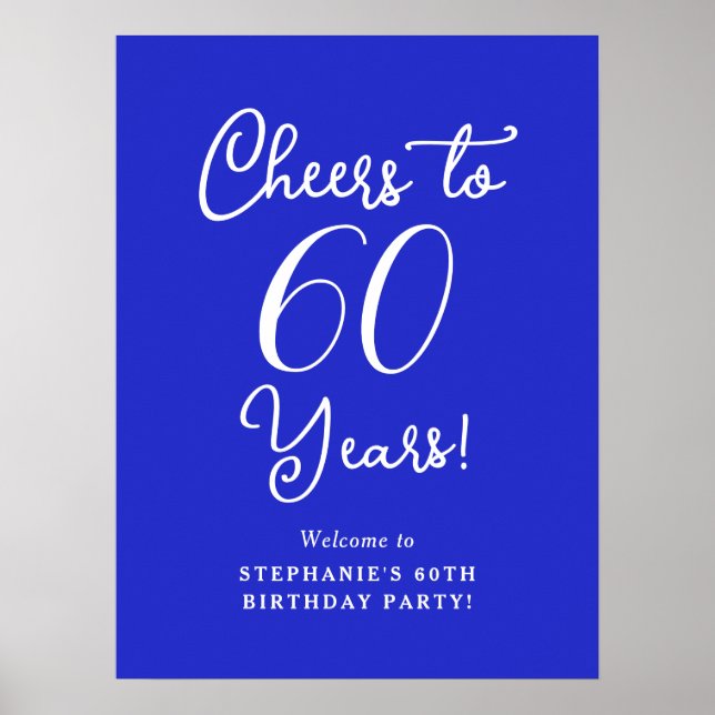 Poster Royal Blue encourage à 60 ans Anniversaire Bienven (Devant)