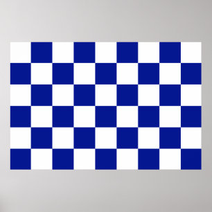 Poster Royal Blue et White À damiers Motif