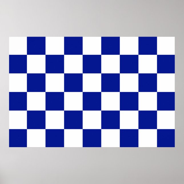 Poster Royal Blue et White À damiers Motif (Devant)