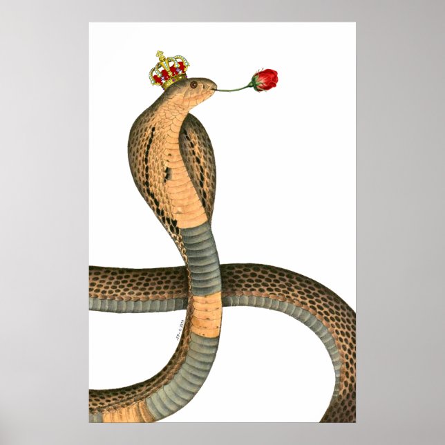 Poster Royal Cobra King Chef Rose Surreal Crown (Devant)