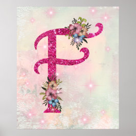 Poster Royal F Initial Rose