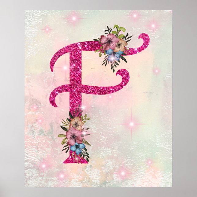 Poster Royal F Initial Rose (Devant)
