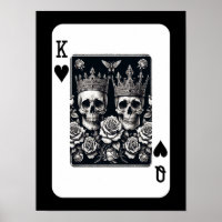 Royal King & Queen of Hearts Skuls & Roses